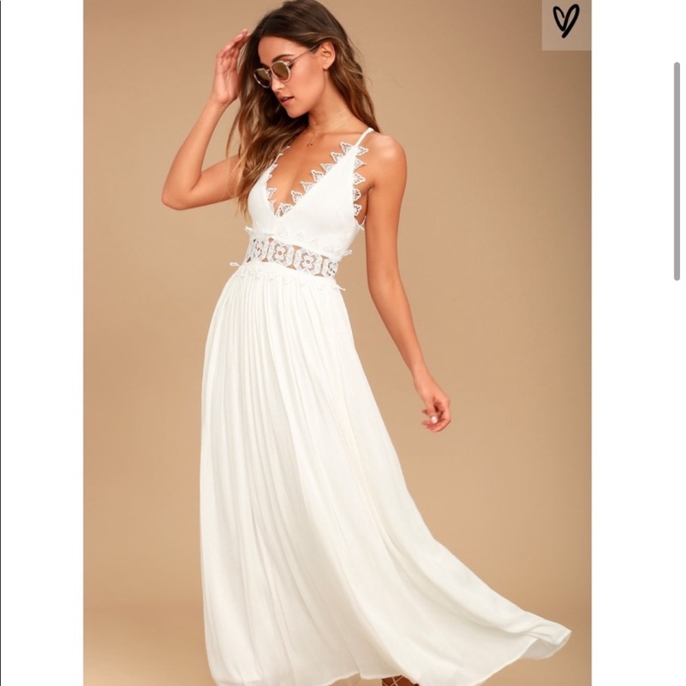 Lulu’s This is Love White Lace Maxi Dress